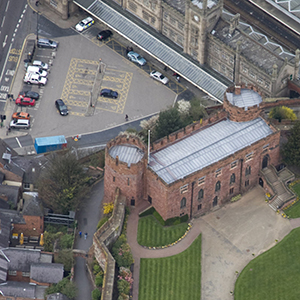 Shrewsbury castle aerial Shot copyright Shropshire Council